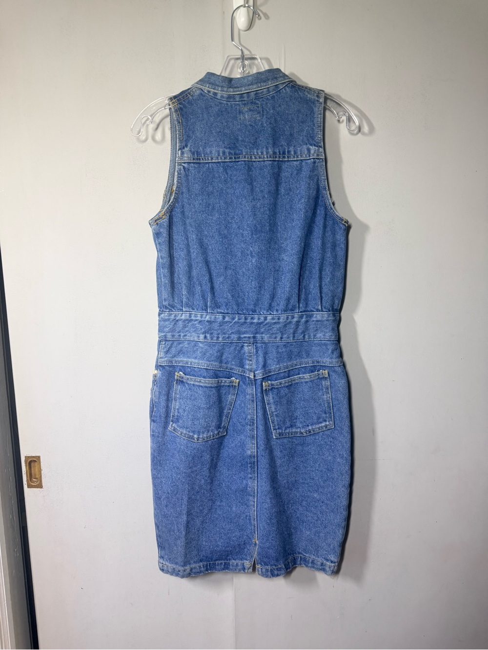 Moda International Blue Denim Sleeveless Button Front Dress - Picture 3 of 4